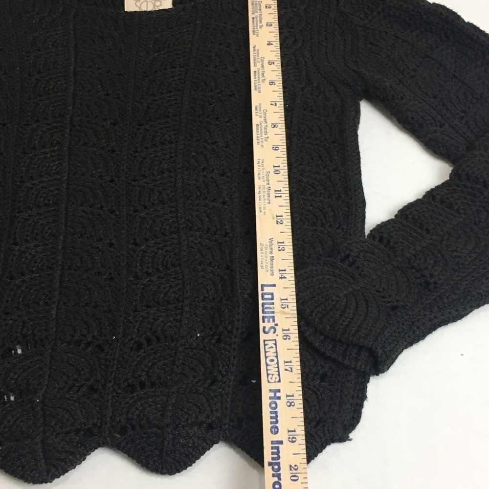 Black Open Knit Scalloped Hem Sweater | Cottagecore Coastal Minimalist · Cha Sor - Picture 9 of 11